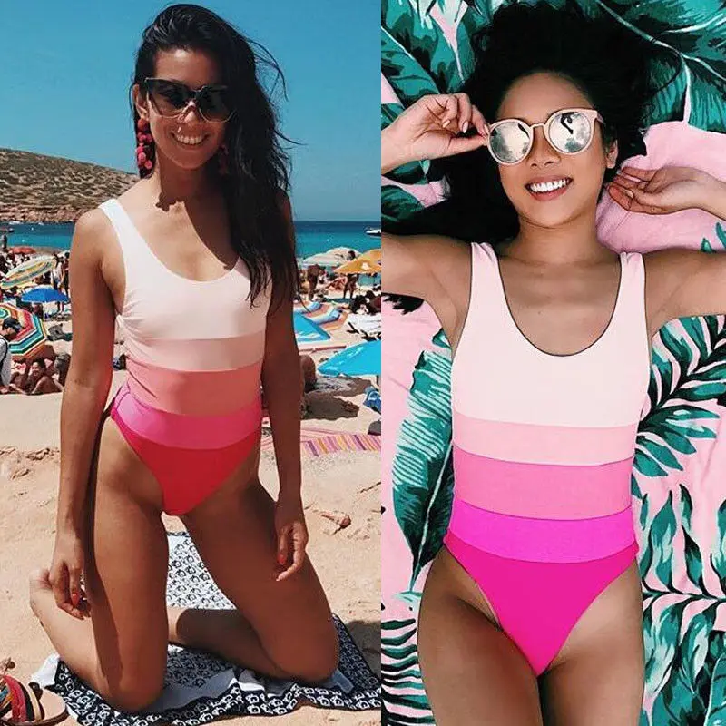 

2017 Women Swimwear One-Piece Suits Multi Color Swimming Beachwear Swimsuit Monokini Bather Push Up Paded Women Beach Outwear