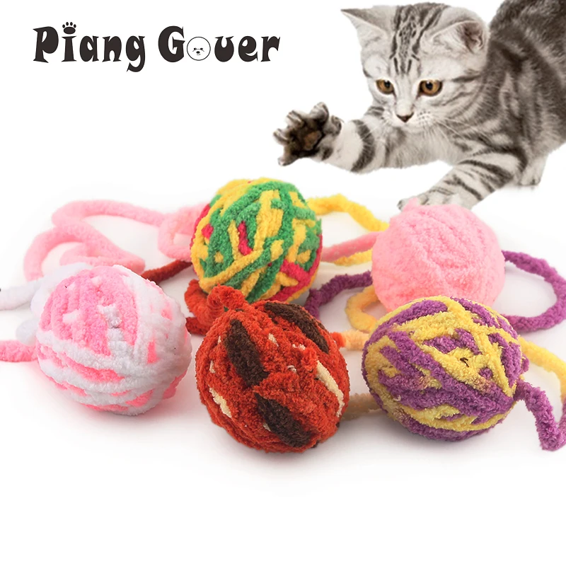 Длинный хвост пушистый кошки шерстяной шар Красочная Игрушка веревка мяч игрушки для котов Дразнилка для котенка