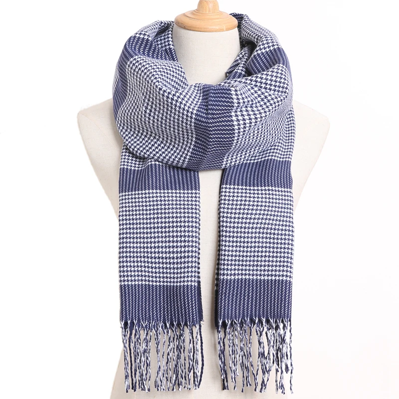 [VIANOSI] клетчатый зимний шарф женский тёплый платок одноцветные шарфы модные шарфы на каждый день кашемировые шарфы - Цвет: 36