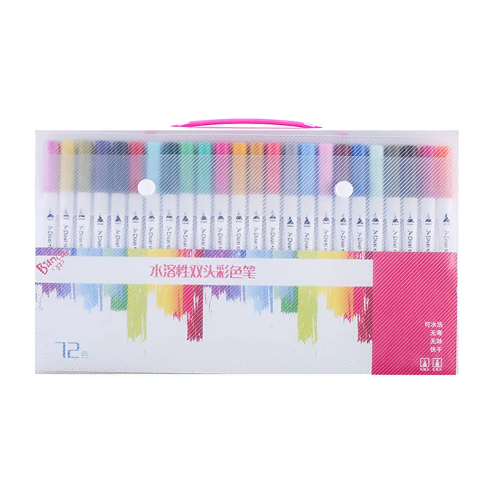 Dual Tip Brush Pens 100 Water Based Fineliner Drawing Painting Watercolor Brushpen School Supplies Art Marker Pens - Цвет: 72 Color White