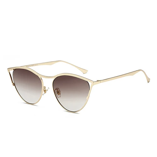 HBK женские сексуальные солнцезащитные очки кошачий глаз новые модные брендовые дизайнерские Шикарные солнцезащитные очки с металлической оправой мужские женские UV400 Oculos De Sol - Цвет линз: C2 Gold.Tea
