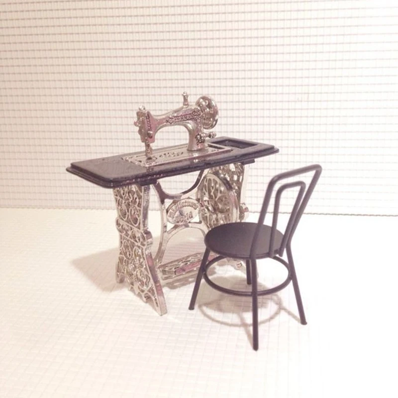 Кукольный домик стул миниатюрной швейной машины черный сплав