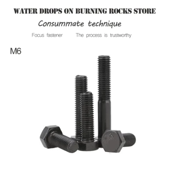 

Free shipping 10pcs DIN933 M6*10/12/16/20/25/30/40/50 Steel with black left thread hex bolts High quality