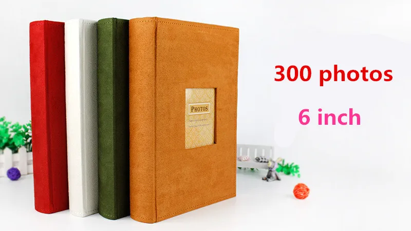 Вставка 6 дюймов фотоальбом 300 фото памятная альбом 4 вида цветов фланель крышка с резиновым держателем можно записать