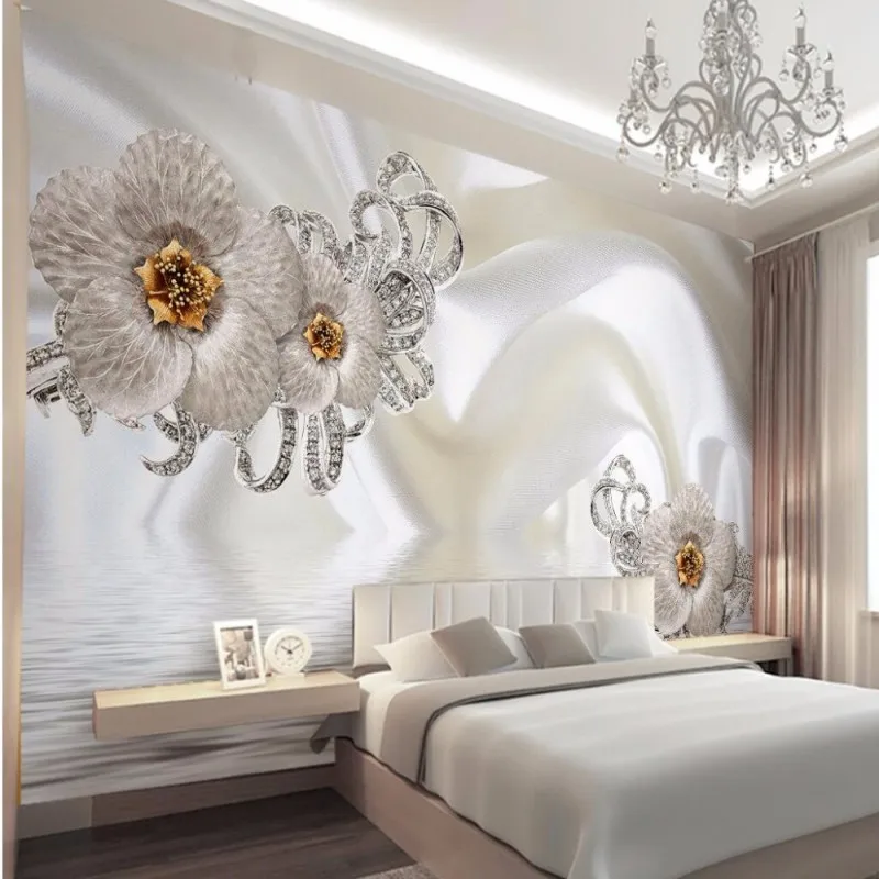 Beibehang 3d wallpaper photo palace diamond flower backdrop hotel bathroom living room television art wallpapers papel de parede custom 3d architectural space universe starry sky landscape mural modern living room bedroom backdrop photo wallpaper for walls