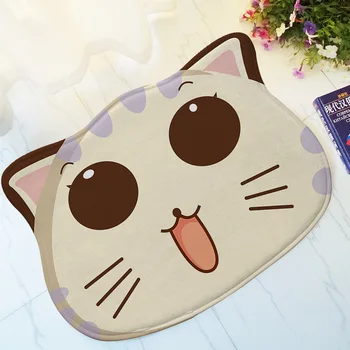 

Cartoon Cat Face Floor Mat Creative Home Decoration Door Mat Flannel Non-slip Absorbent Bath Mat Entrance Door Rug