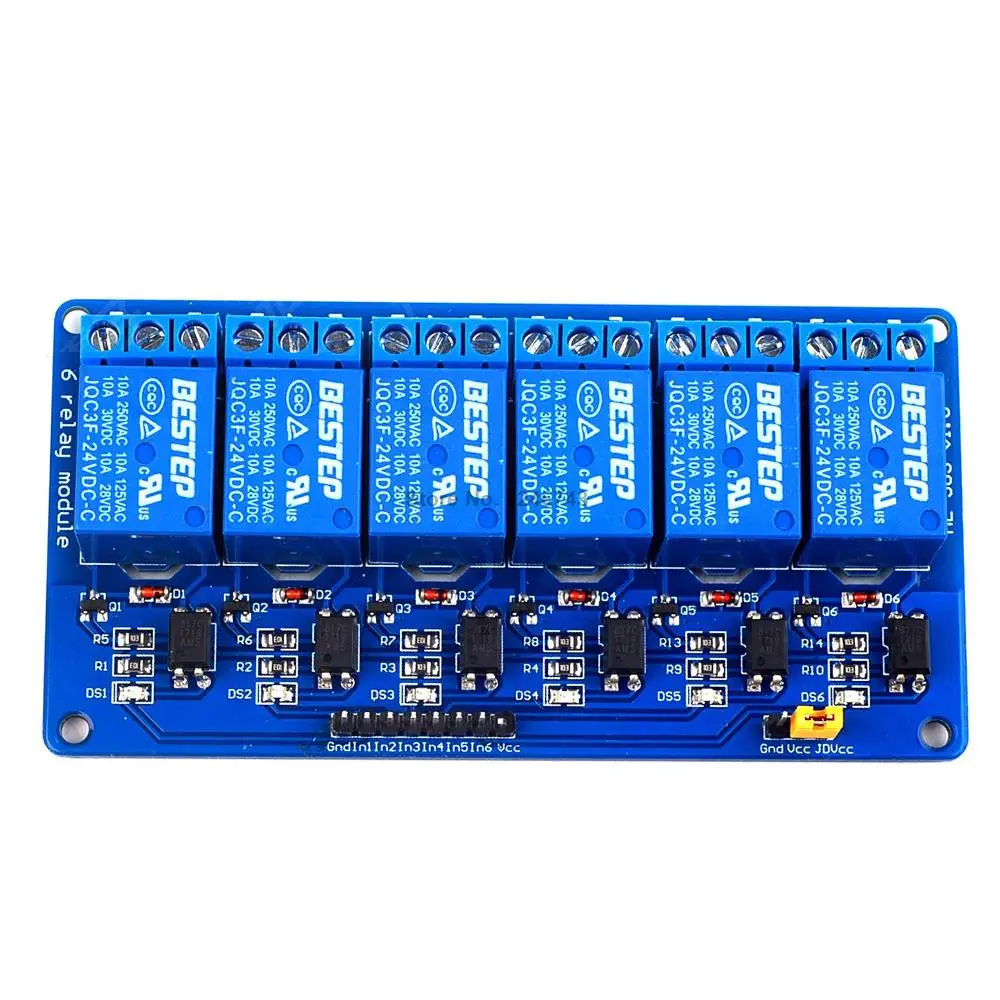 

10PCS 24V 6 Channle Relay Module Relay Expansion Board Low Level Triggered 6 Way Relay Module For Arduino