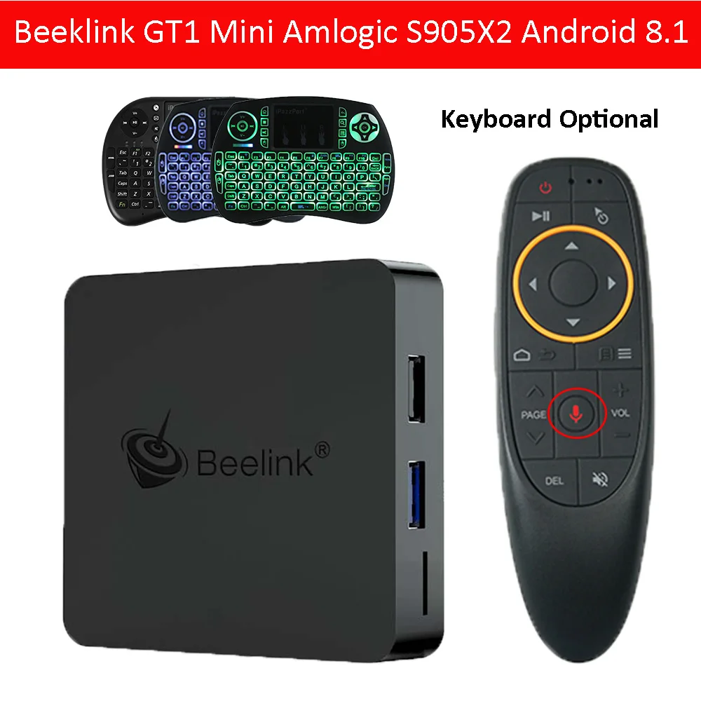 

Beelink GT1 Mini TV Box Amlogic S905X2 Android 8.1 TV Box 4G DDR4 32G BT 4.0 Dual Wifi HDMI 2.0 Set-Top Box With Voice Control