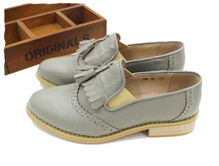 Handmade Oxfords Genuine Leather Ladies Shoes Full Season Casual Loafers Women Flats 2017 Tassel Moccasin Shoes Woman Size 32-43 (12)