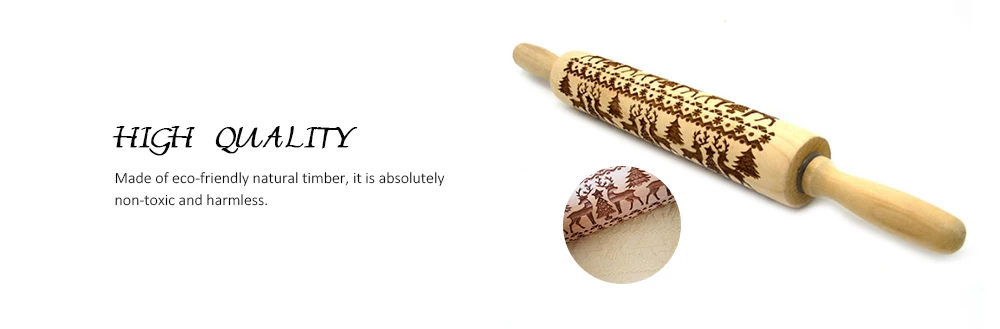 Elk Pattern Embossed Rolling Pin Baking Tool