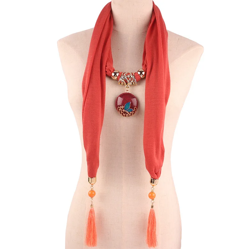 RUNMEIFA подвески, ожерелья, украшения из хлопка, шарф для женщин/женщин, новая мода, винтажная Длинная кисточка, однотонный богемный стиль 170*40 см - Окраска металла: 1