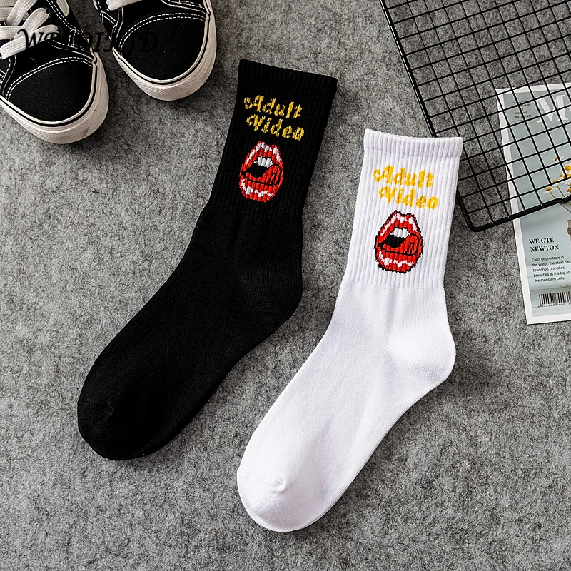 

[WPLOIKJD] Novelty Men Women Letter Pattern funny Crew Socks women Hip Hop Harajuku Street Style Cool Ankle Cotton Sock Unisex