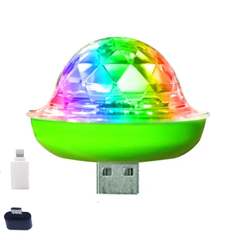 

Music Sensor USB Mini Disco Stage Lighting Effect Light DJ Crystal Magic Ball Lamp led Atmosphere Light for Phone Micro usb Bulb