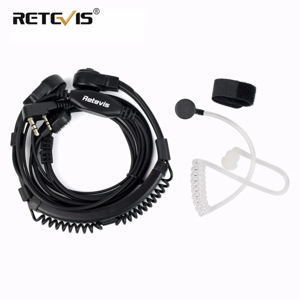 Retevis 2 Pin Retractable Throat Covert Acoustic Tube Earpiece for Retevis BF US