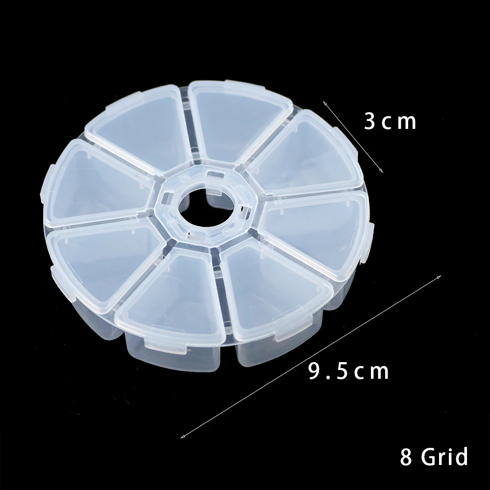 

WLYeeS 8 Grids Round Plastic Transparent Beads Jewelry case organizer crafts Box Storage Case for Jewelry Ring Earrings Findings