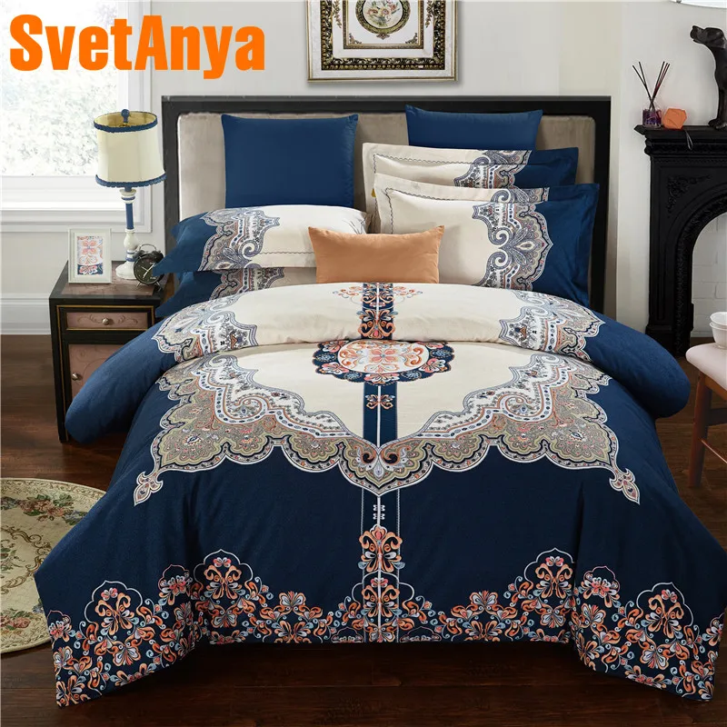 

Svetanya Sheet Pillowcase Duvet Cover Set sanded Cotton Printed Bedding Kit Double Queen King size Bedlinen