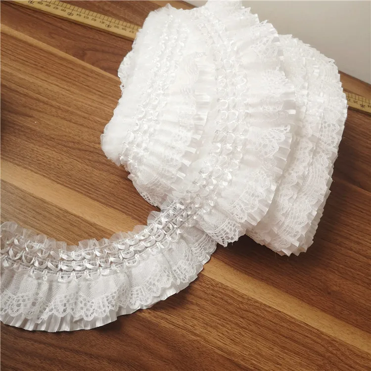 7 см широкие белые 3D кружева аппликация вышивка воротник лента эластичная оборка отделка платье юбки головные уборы шитье DIY гипюр поставки