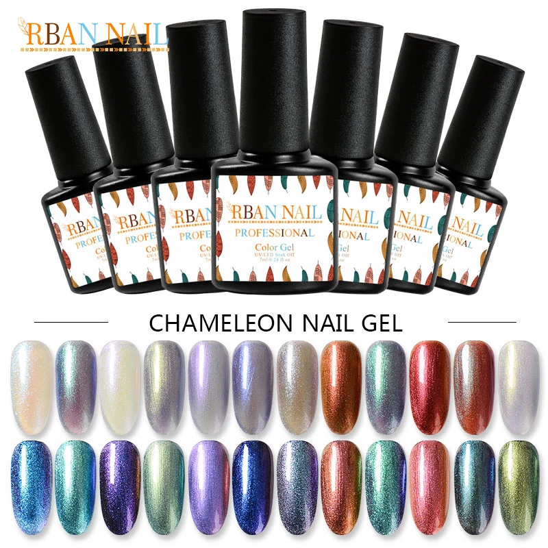 

RBAN NAIL 7ML Chameleon Glitter Nail Gel Polish LED Lamp Gel Varnish Manicure Tools Semi Permanent Gel for Nail Gellak Nail Art