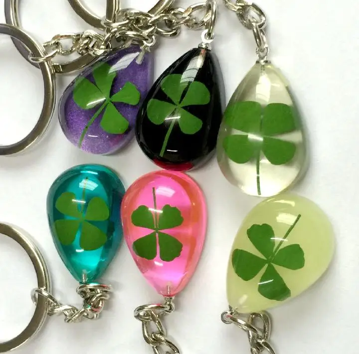 12 Portachiavi Real Cool Four Leaf Clover Mix Colorful Back Mini Design Jewelry