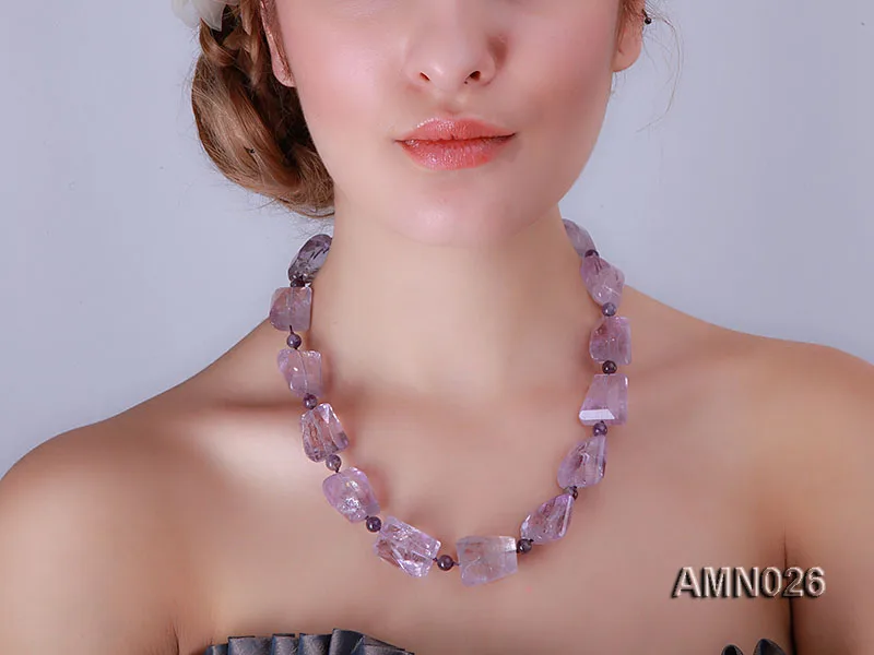 JYX фиолетовый сахар! Ожерелье из натурального аметиста, Необычные фиолетовые хрустальные бусины 14,5*17*20 мм, драгоценные камни, ювелирные