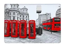 Floor Mat London City Retro Red bus and Telephone Boxes Print Non-slip Rugs Carpets For Indoor Outdoor living room