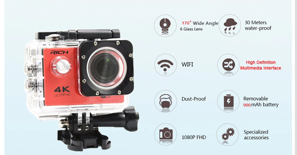 Богатый экшн камеры WI FI HD 1080 P 2 0 ЖК дисплей 170D объектив go шлем Открытый Cam