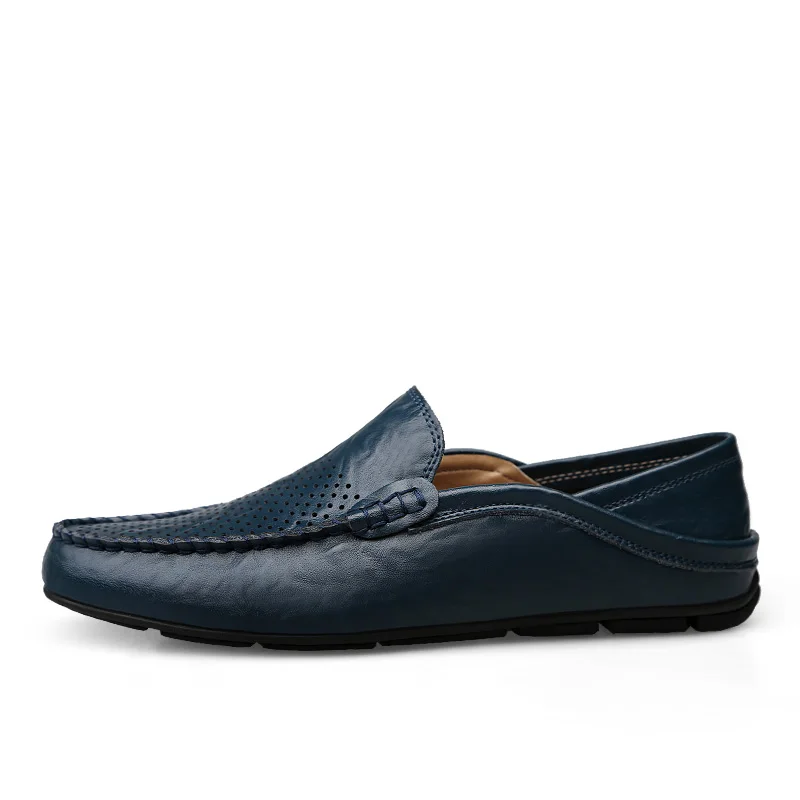 Роскошная повседневная обувь Для мужчин кожаные модные удобные летние туфли без шнуровки; мужские слипоны Мокасины, обувь для вождения Высокое качество топ-сайдеры - Цвет: 20138CKBlue