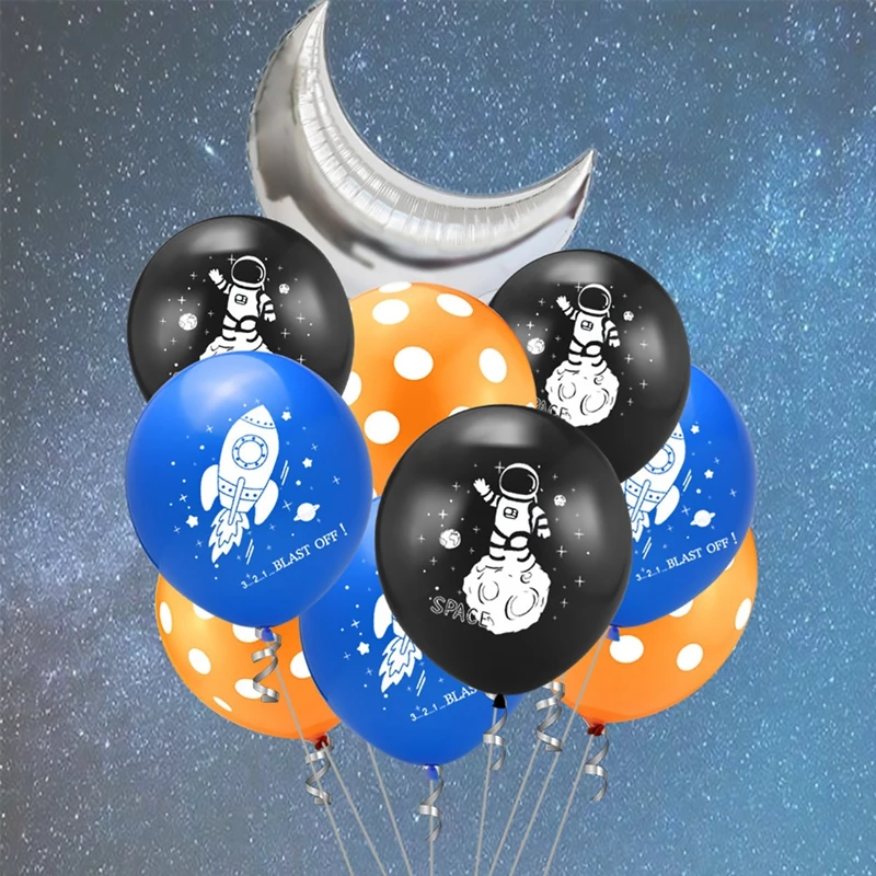 Astronaut Rocket Latex Balloons Outer Space Party Supplies Space Theme Birthday Party Decoration Kids Baby Shower Decor For Boy