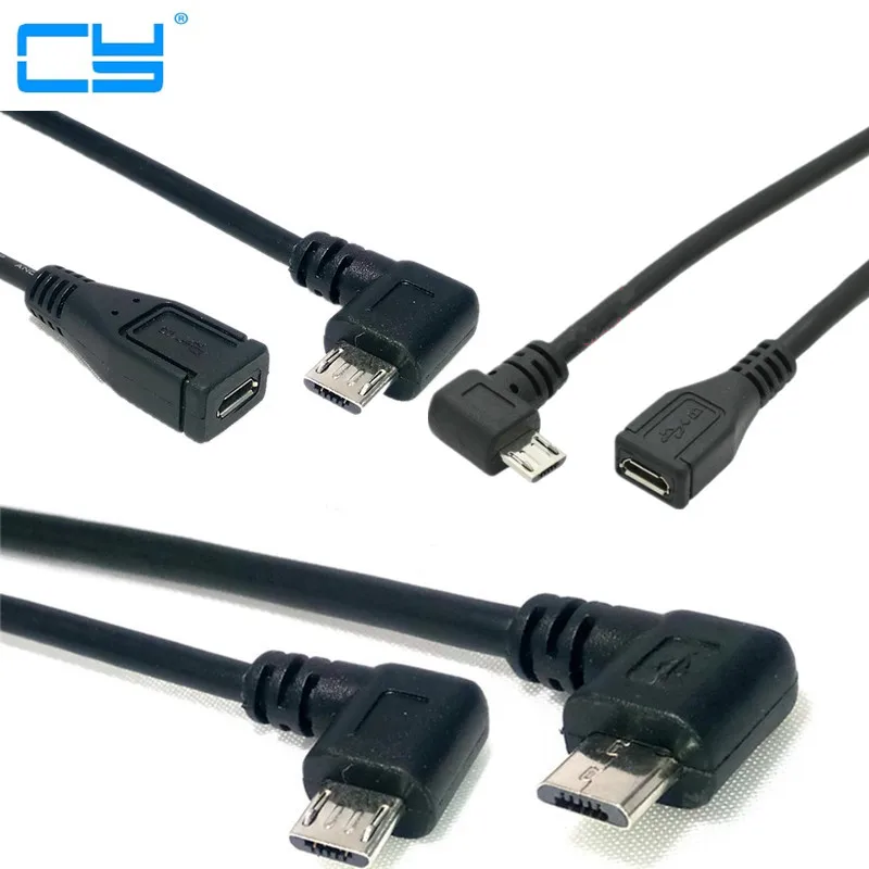 

Micro USB 2.0 5Pin Male to Female Extension Connector Adapter Long Plug 90 Degree Right & Left Angled Cable
