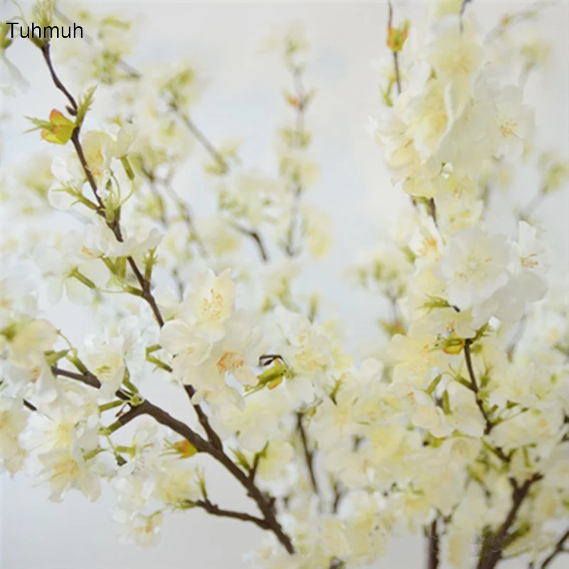 110 см натуральный шелк вишневый цвет для свадебного украшения Арка цветок Сделай Сам искусственные ветки вишни деревья искусственные цветы 4 ветки