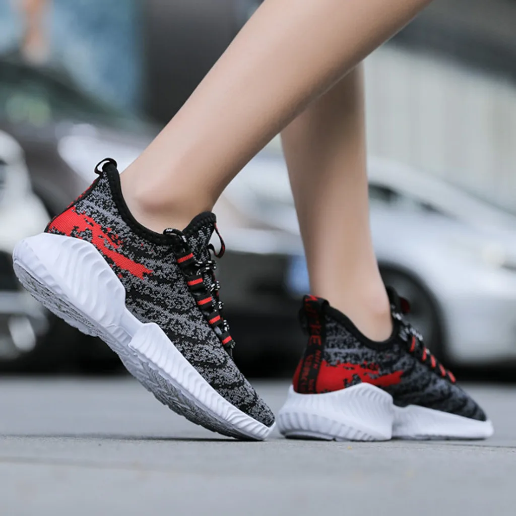 Running shoes Women mesh breathable cushioning sneakers lightweight sports shoes Female Lace-Up non-slip outdoor casual shoes