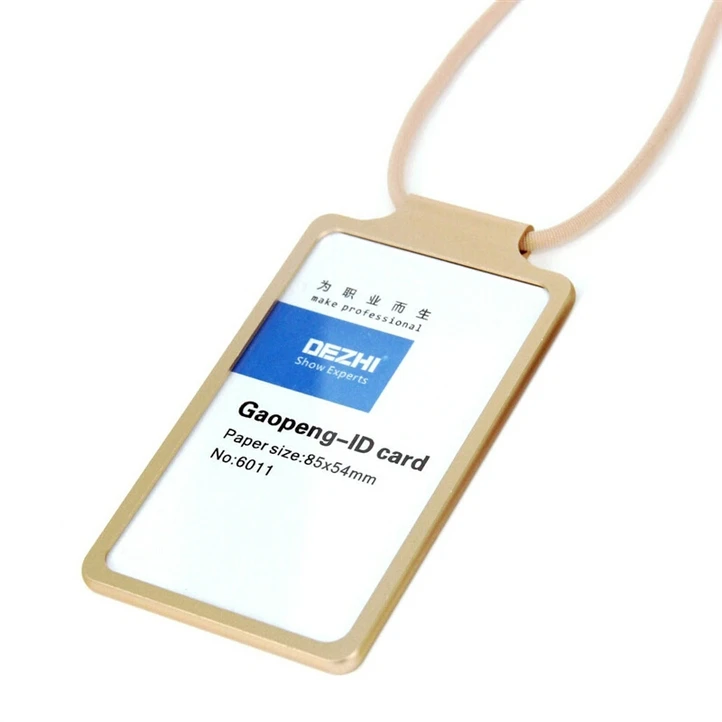 DEZHI простые металлические держатели для удостоверений личности с защитным шнурком и регулируемой пряжкой, удобные, фокусируются на настройке - Цвет: gold case gold