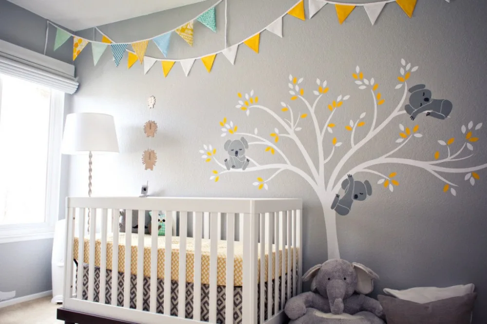 online Tamanho grande Urso Árvore Adesivos de Parede Para Crianças, Koala Dos Desenhos Animados Berçário Creche Quarto de Bebê Decor Vinyl Decal frete grátis D456B