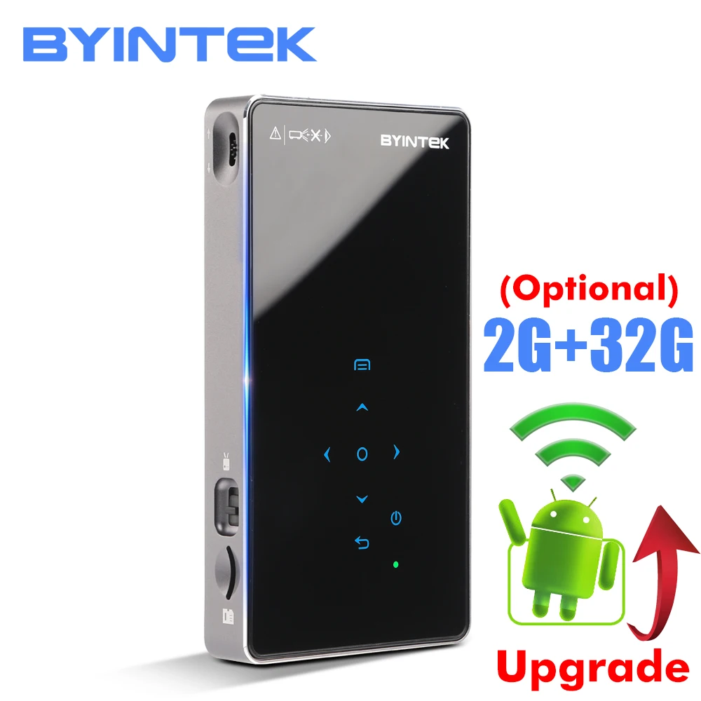 BYINTEK OVNI P8I Android 7,1 OS Pico bolsillo HD portátil láser Micro WIFI Bluetooth Mini LED, proyector DLP con batería - 1