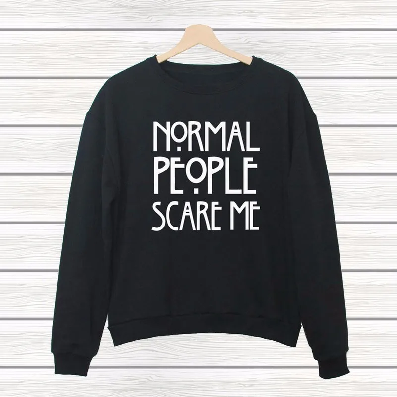 Толстовка с капюшоном и надписью Normal people scare me Женская Повседневная в стиле