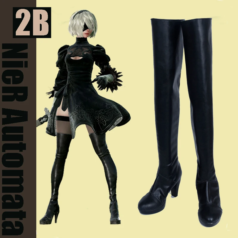 [Customize] PU Leather Game NieR Automata 2B Boots Cosplay Shoes Any Sizes NEW 2017 | Тематическая одежда и униформа
