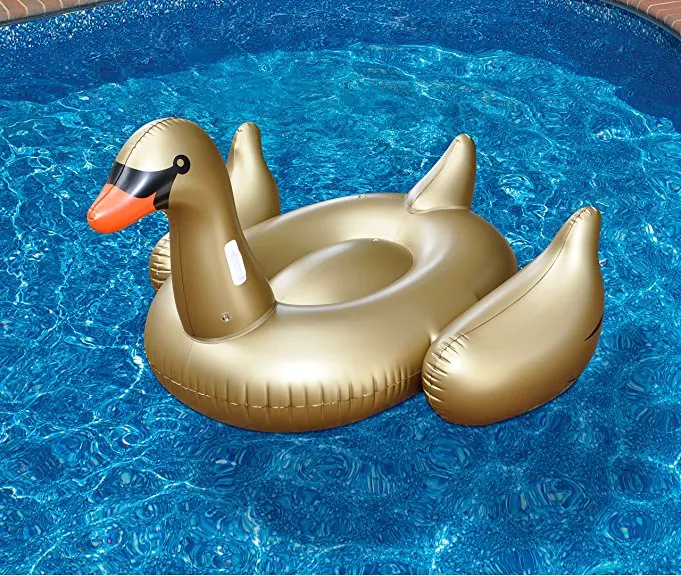70 дюймов 190 см золотой/черный/белый Giant Лебедь бассейна надувной фламинго ездить на летние водонепроницаемые забавные игрушки для детей и