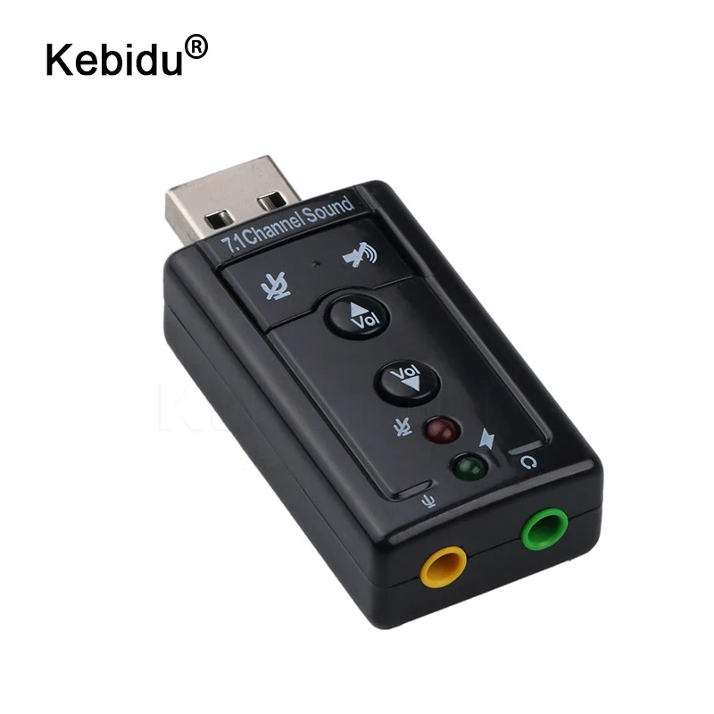 

kebidu External USB AUDIO SOUND CARD ADAPTER VIRTUAL 7.1 ch USB 2.0 Mic Speaker Audio Headset Microphone 3.5mm Jack Converter