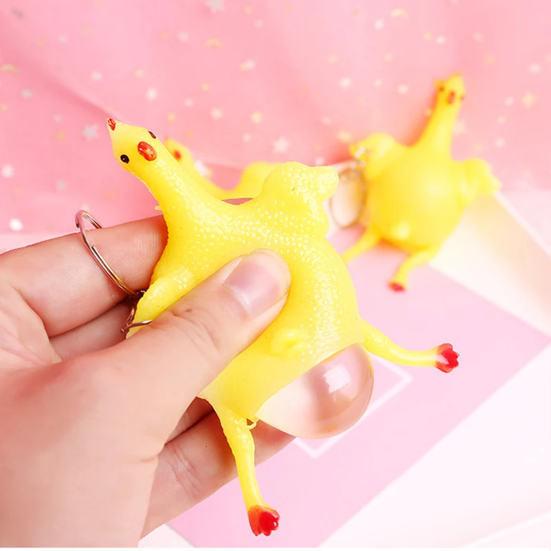 

Funny Laying Hens Key Chain for Mens Key Holders Spoof Tricky Gadgets Chicken Egg Keychain Keyring Relief Gifts