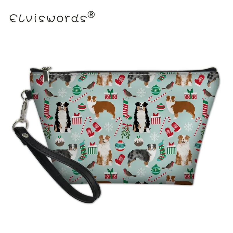 

ELVISWORDS Australian Shepherd Pattern Women Makeup Bag Cosmetic Case Hand Bags Organizer Toiletry Storage Travel Wash Pouch