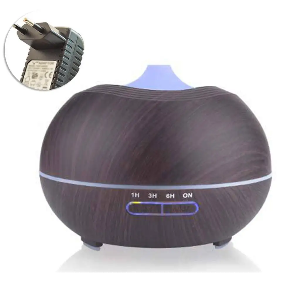 

400ml Ultrasonic Air Humidifier Aroma Essential Oil Diffuser Timing Humidifier Mist Fogger Maker LED Light Wood Grain Home
