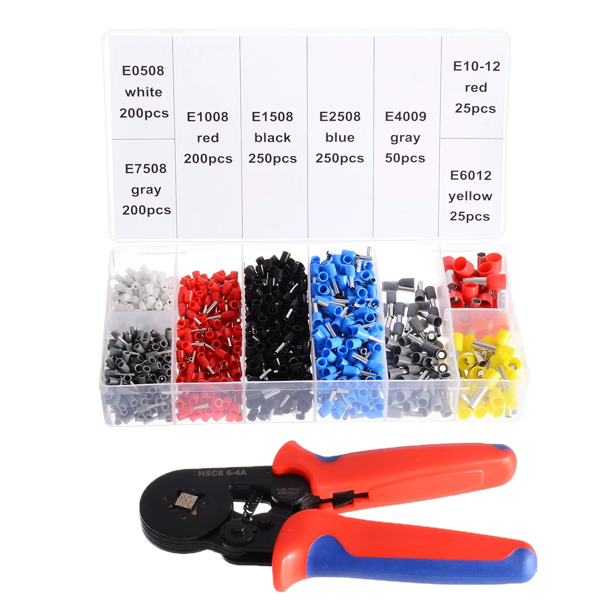 Terminal Crimping Pliers Wire Stripper Crimper Tool with 1200Pieces Terminals Kit Cable Wire Cutter Box Tool Set