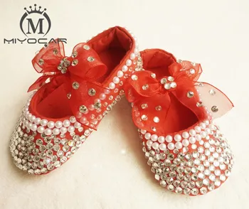

MIYOCAR Personalized Stunning red rhinestone crystal Baby Girl children shoes handmade Bling Diamond first Walker infant shoes