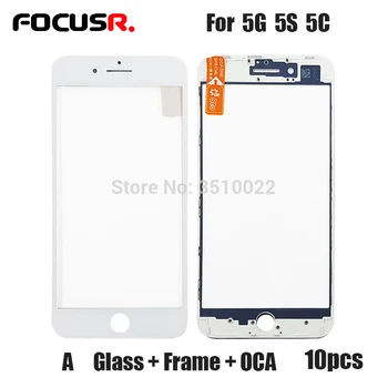 

10PCS FOCUSR. Top A Cold Press 3 in 1 Front Screen Glass With Frame OCA For iphone 5 5S 5C repair Replacement