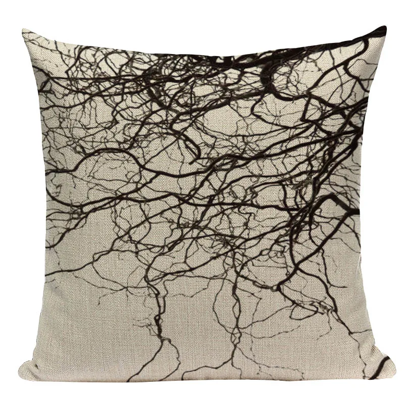 Скандинавские Декоративные Чехлы на подушки для дома, тканые черно-белые цветы, дерево, диванная кровать, диванные подушки, квадратная наволочка с принтом на заказ - Цвет: 15336