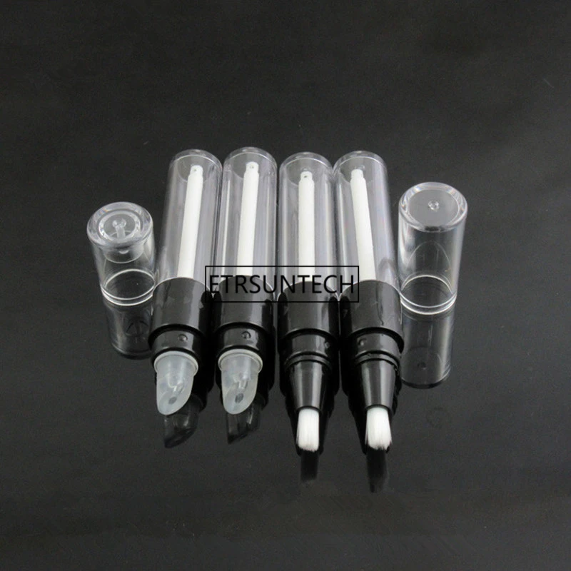 

10/30/50pcs 4.5ml Transparent+Black Lip Gloss Bottle,Empty Round Twist Pen,Disposable Plastic Dial Up Pen With Silicon Tip F3191