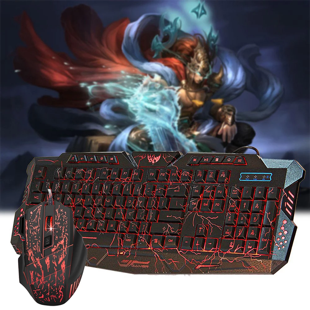 

Adjustable 5500DPI Mouse+114Keys USB Wired Keyboard Gaming Keyboard Mouse Combo Anti-ghosting Colorful Backlit for Gamer Gaming