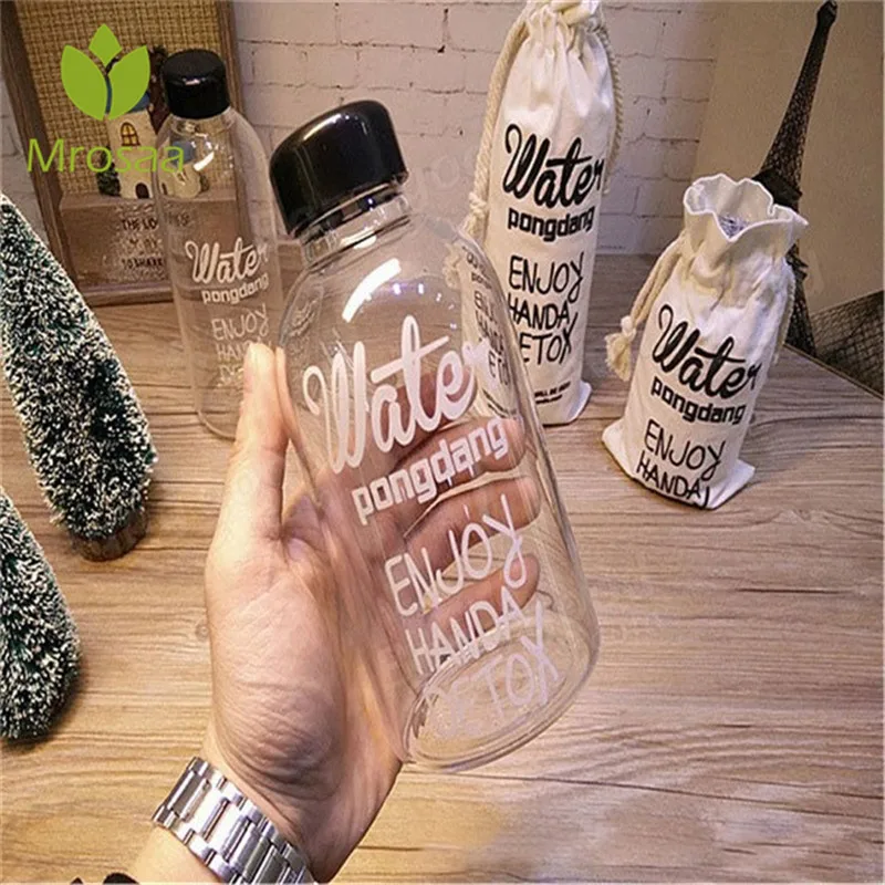 

Creative 1L High Capacity Water Glass Tea Milk Bottles Drinkware Transparent Water Fruit Juice Bottle with Case Bag