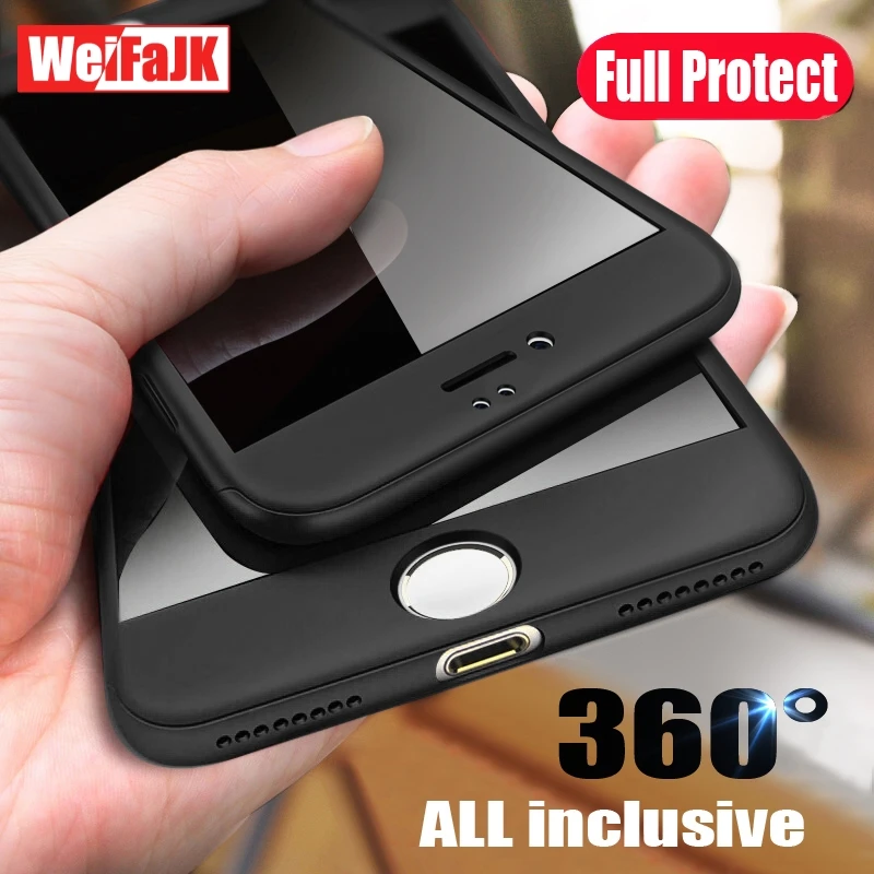

WeiFaJK Phone Case for iPhone 8 7 Plus 6 6s Case Luxury 360 Coque Back Cover for iPhone 7 8 Plus X XS Max XR Case With Glass Bag