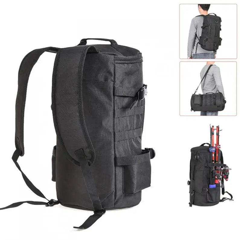 

23L Multifunctional Waterproof Cylinder Fishing Bag Outdoor Waist Sport Travel Shoulder Reel Lure Rod Storage Backpack